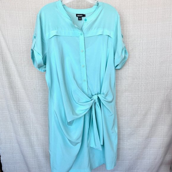Vintage y2k DKNY Silk Slip Dress Wrap Dress Twist Tie Front With Shirt Dress - Picture 3 of 16